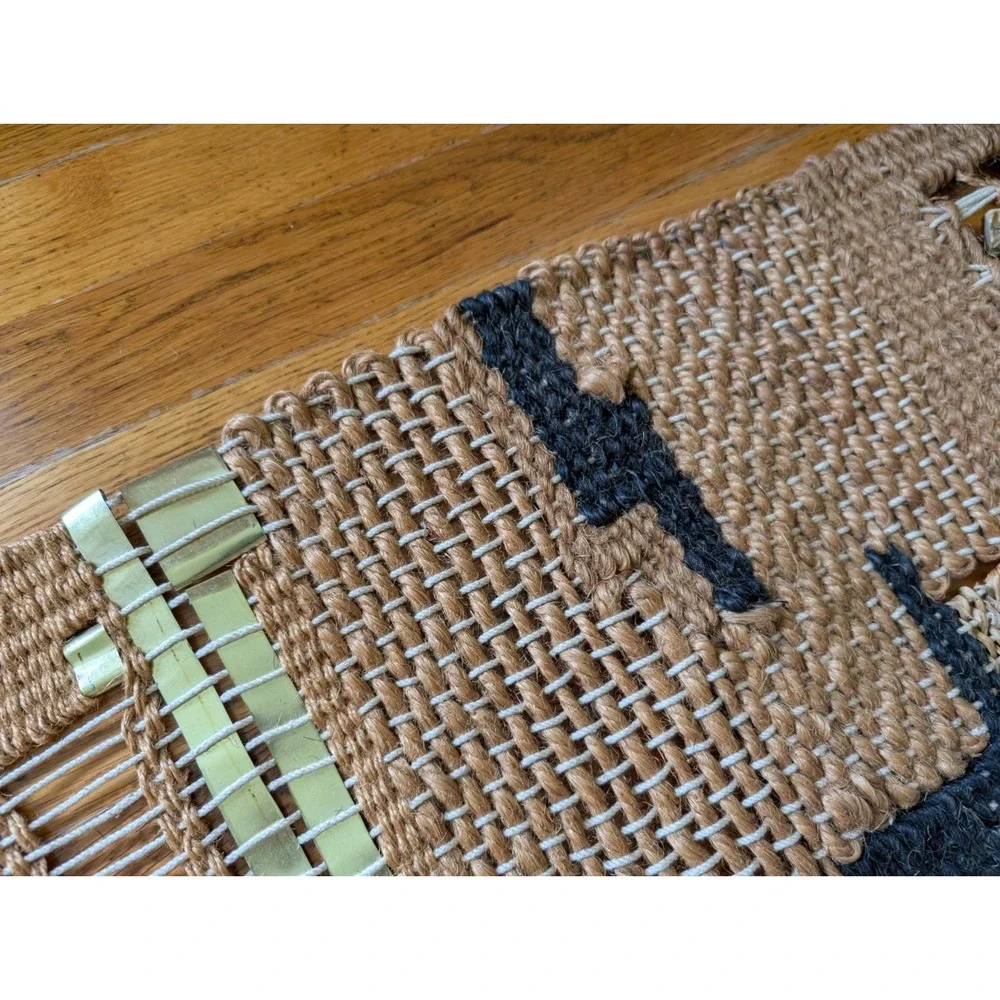 1970s Studio Woven Tapestry Abstract Boho MCM Seashell Textile Fiber Craft 48